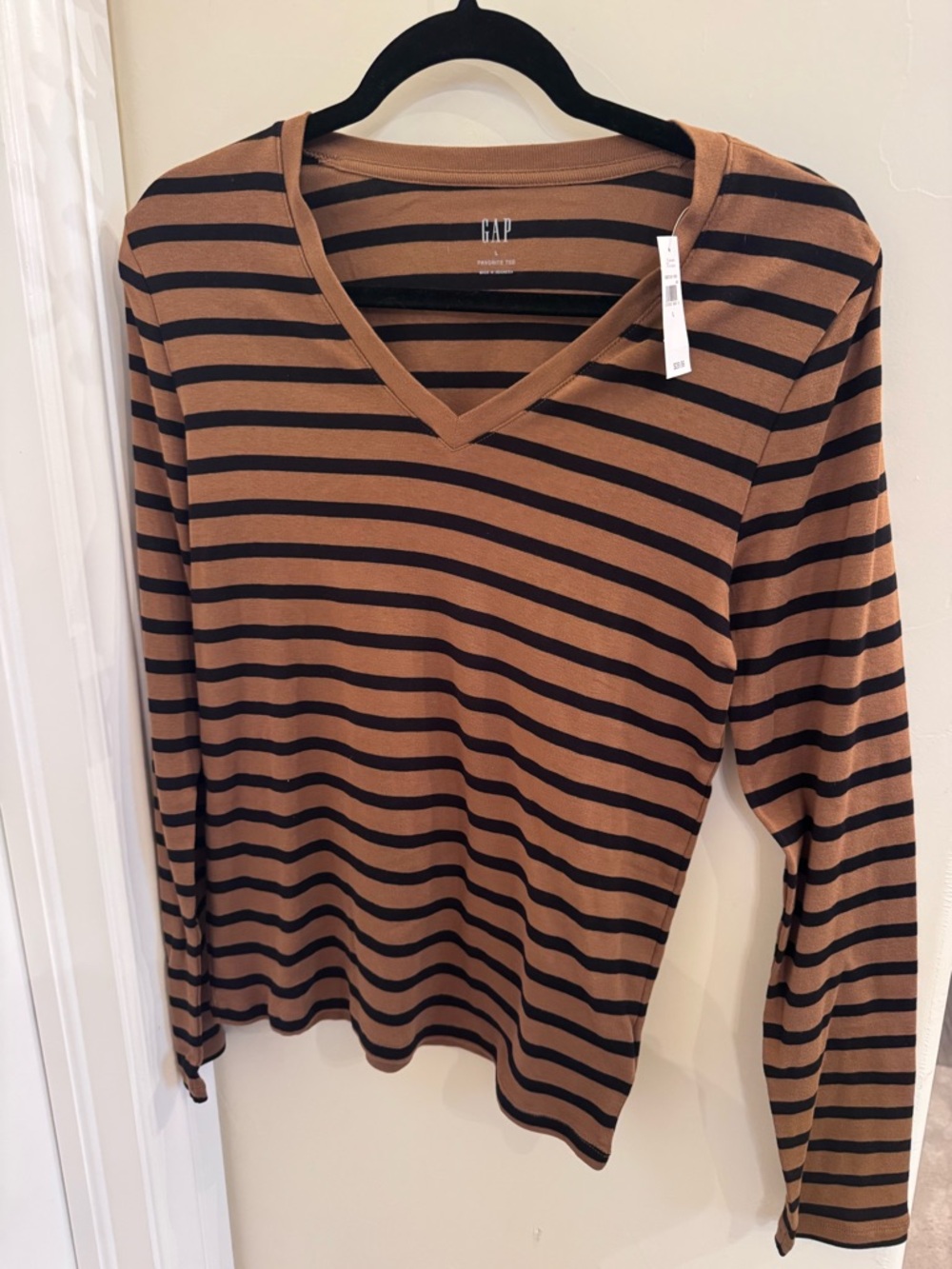 2 NWT- Madewell and Gap-Navy/Peach Striped Crewneck Sweater-M Striped Shirt-L